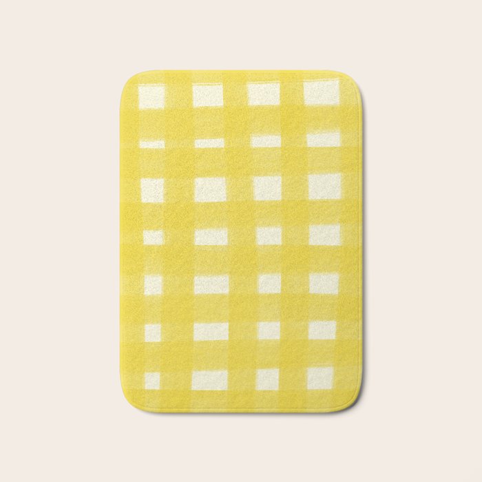 checks checks - yellow Bath Mat Gallery Image 1