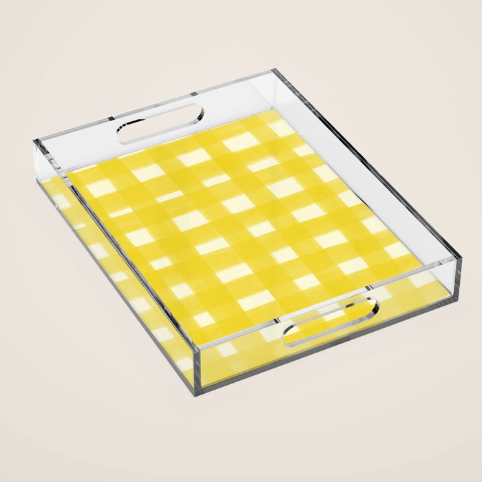 checks checks - yellow Acrylic Tray Gallery Image 1
