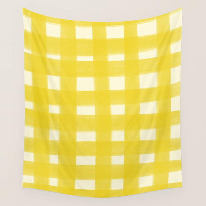 checks checks - yellow Wall Tapestry Gallery Image 1