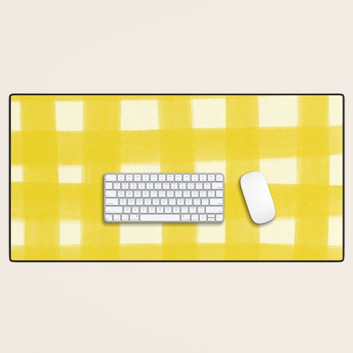 checks checks - yellow Desk Mat Gallery Image 1