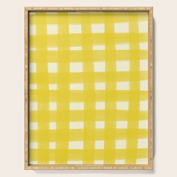 checks checks - yellow Serving Tray Gallery Image 1