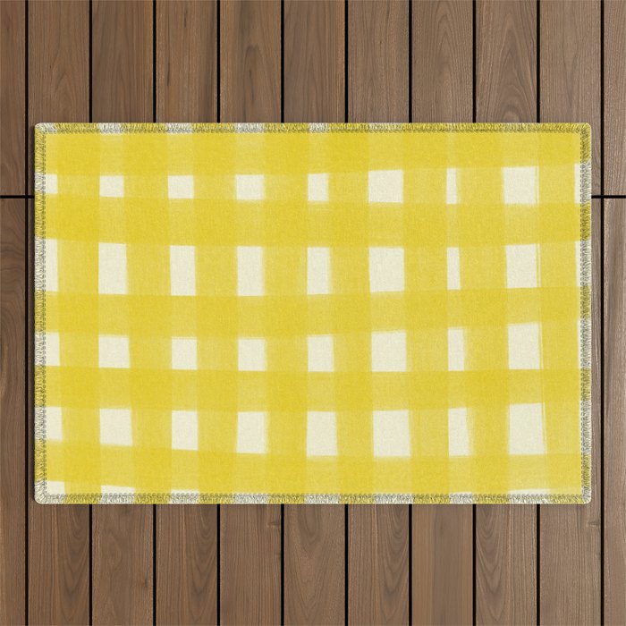 checks checks - yellow Outdoor Rug Gallery Image 1