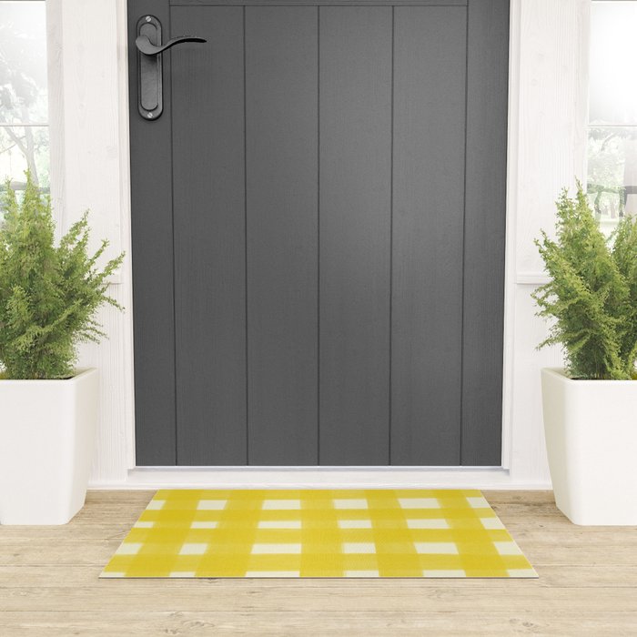 checks checks - yellow Welcome Mat Gallery Image 3