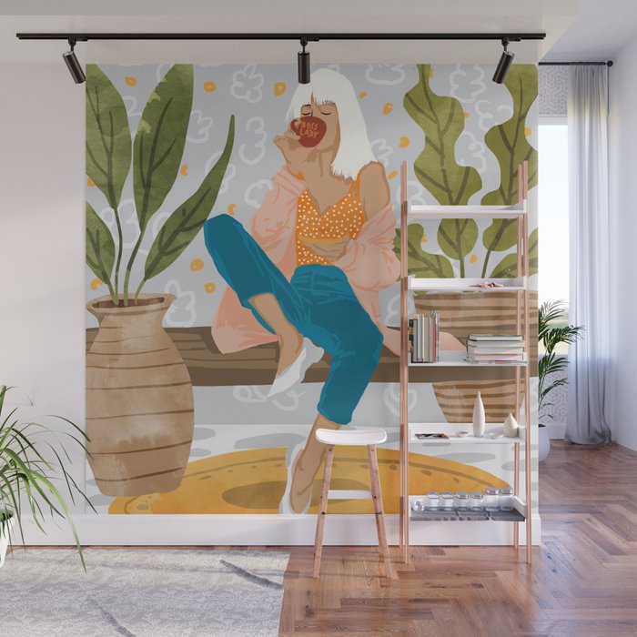 Boss Lady Illustration, Empower Woman Female Feminism, Plant Lady Tea Coffee Painting Wall Mural Gallery Image 1