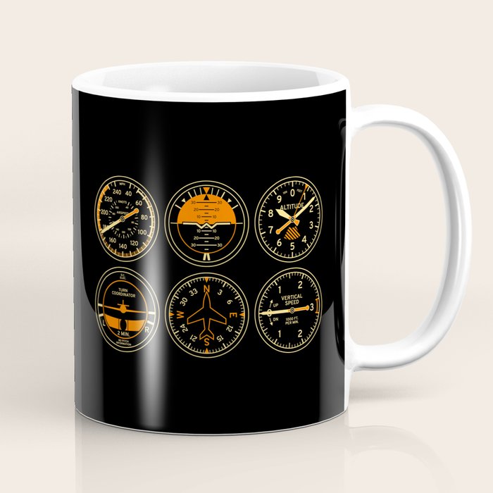 Aircraft Flight Instruments - 6 Pack Black Coffee Mug Gallery Image 1