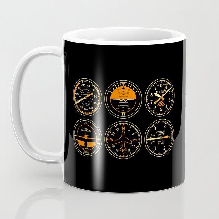 Aircraft Flight Instruments - 6 Pack Black Coffee Mug Gallery Image 3