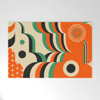 Happy Orange Green Geometric Garden Welcome Mat Gallery Image 1