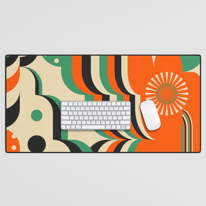 Happy Orange Green Geometric Garden Desk Mat Gallery Image 1