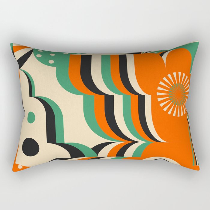 Happy Orange Green Geometric Garden Rectangular Pillow Gallery Image 1