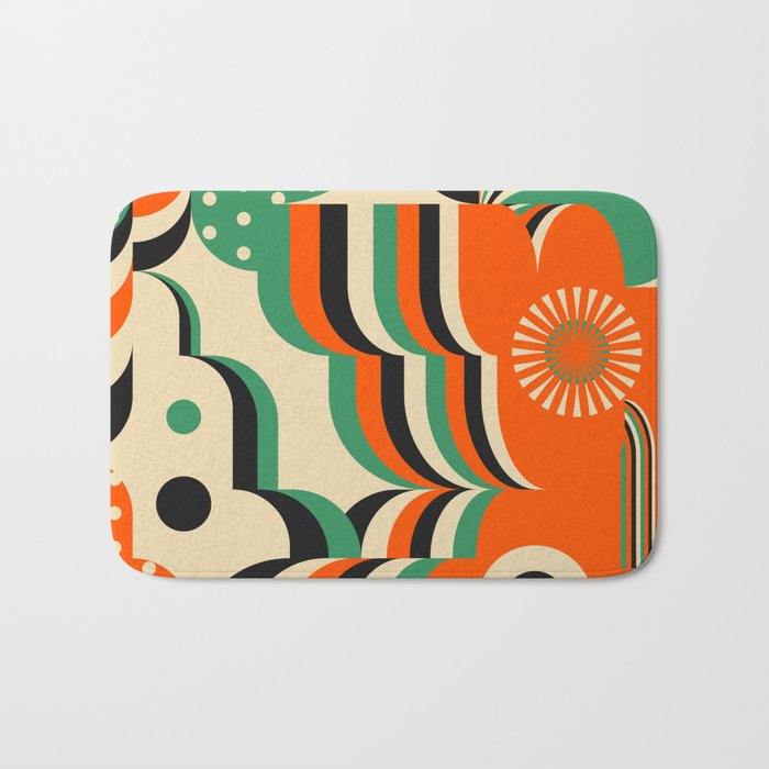 Happy Orange Green Geometric Garden Bath Mat Gallery Image 1
