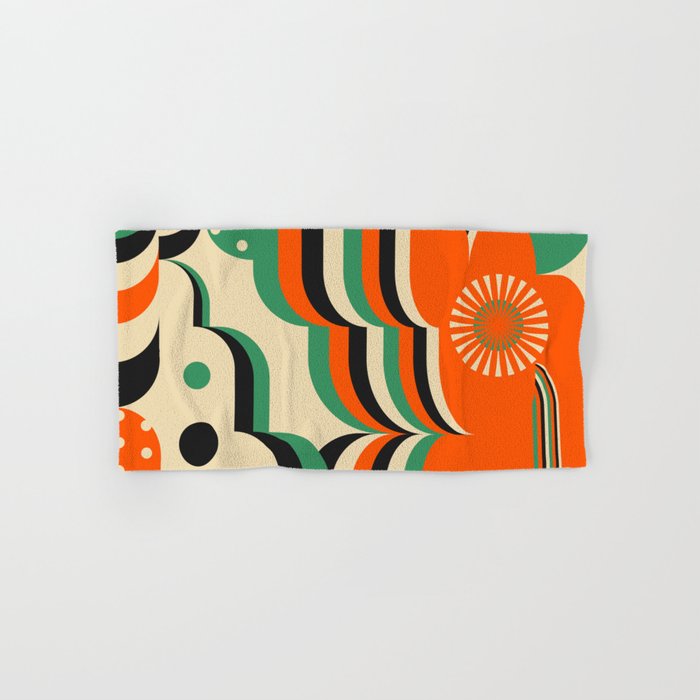 Happy Orange Green Geometric Garden Bath Towel Gallery Image 1