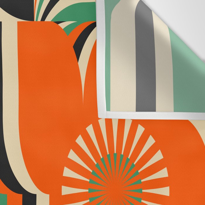 Happy Orange Green Geometric Garden Wall Tapestry Gallery Image 3