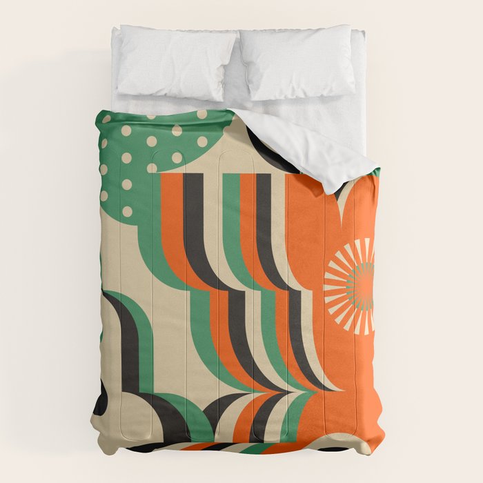 Happy Orange Green Geometric Garden Comforter Gallery Image 6