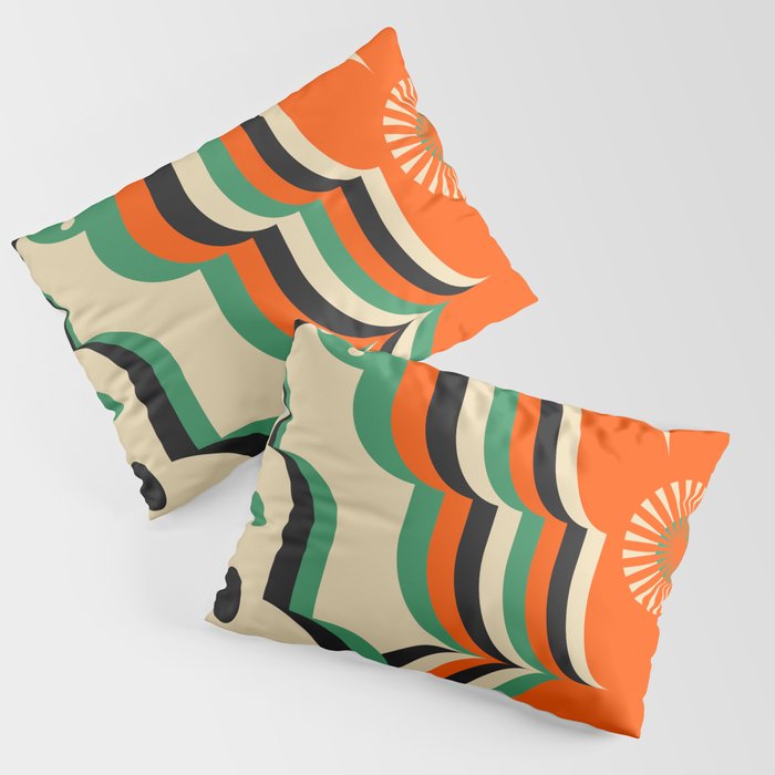 Happy Orange Green Geometric Garden Pillow Sham Gallery Image 3