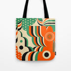 Happy Orange Green Geometric Garden Tote Bag Gallery Image 1