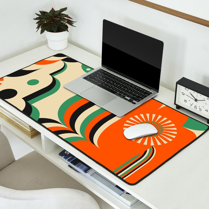 Happy Orange Green Geometric Garden Desk Mat Gallery Image 2