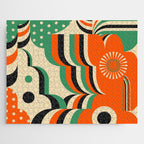 Happy Orange Green Geometric Garden Jigsaw Puzzle Gallery Image 1