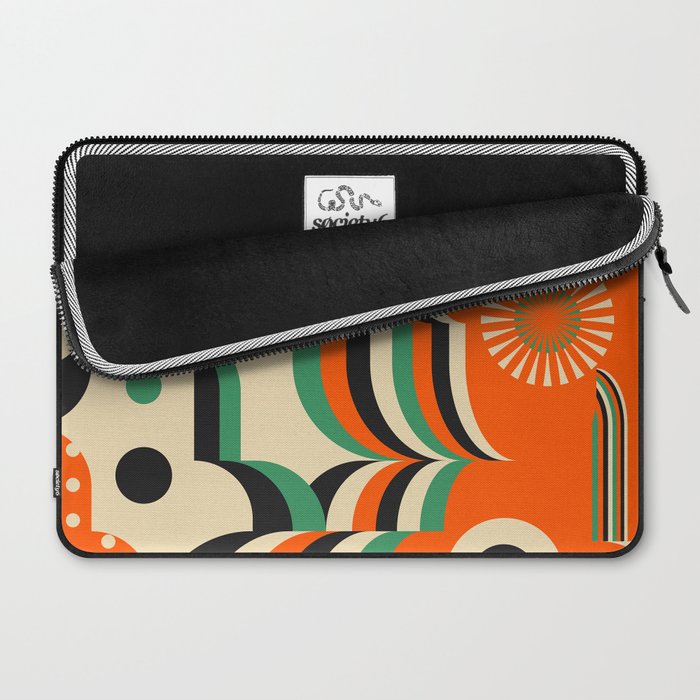 Happy Orange Green Geometric Garden Laptop Sleeve Gallery Image 2