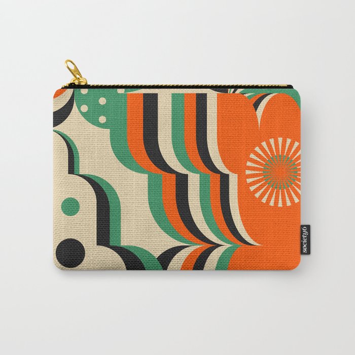 Happy Orange Green Geometric Garden Carry All Pouch Gallery Image 1