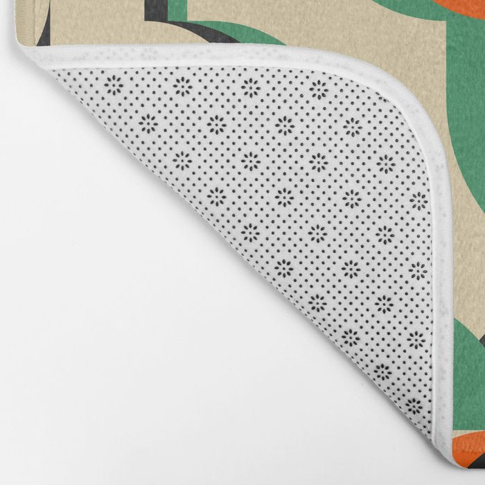 Happy Orange Green Geometric Garden Bath Mat Gallery Image 2