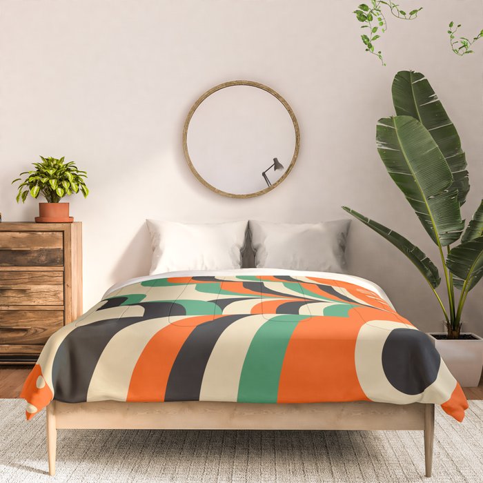 Happy Orange Green Geometric Garden Comforter Gallery Image 3