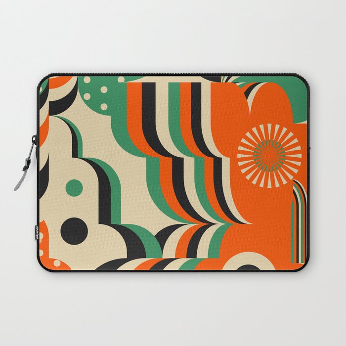 Happy Orange Green Geometric Garden Laptop Sleeve Gallery Image 1
