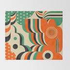 Happy Orange Green Geometric Garden Throw Blanket Gallery Image 2