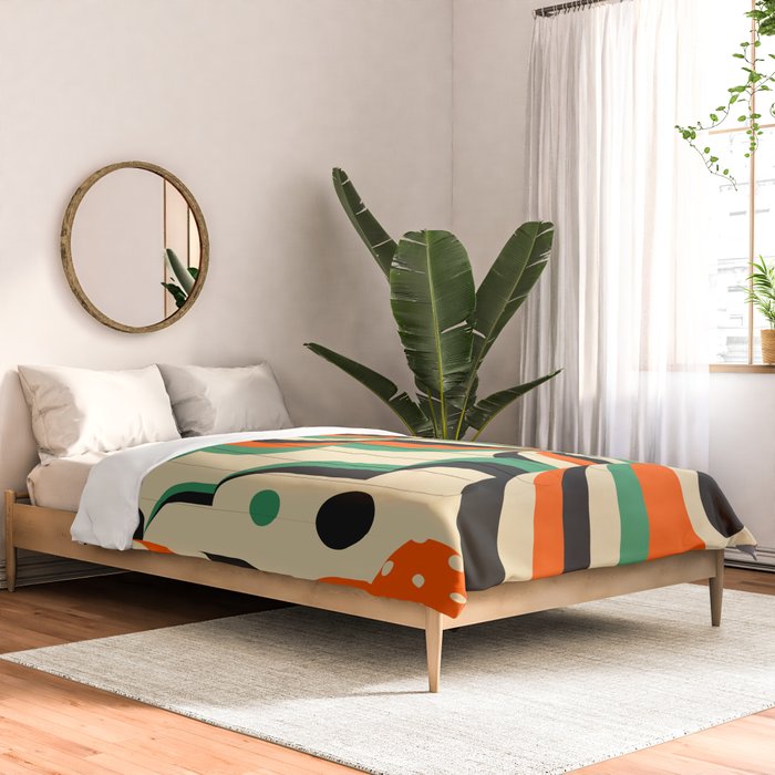 Happy Orange Green Geometric Garden Comforter Gallery Image 2