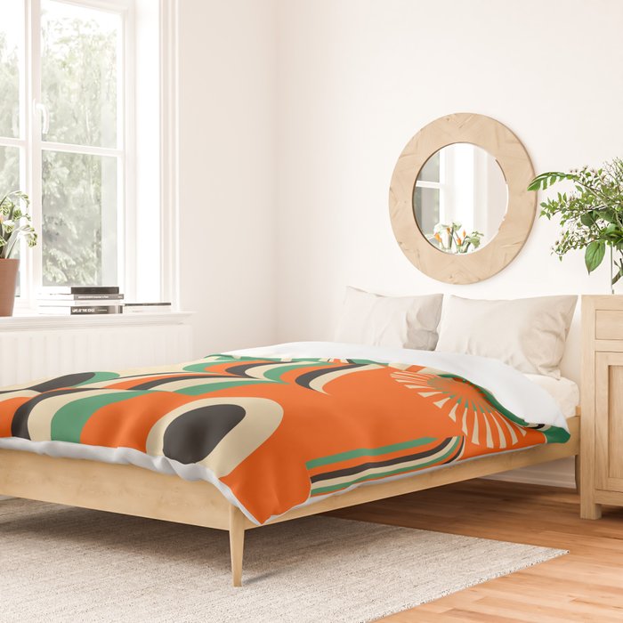 Happy Orange Green Geometric Garden Duvet Cover Gallery Image 2