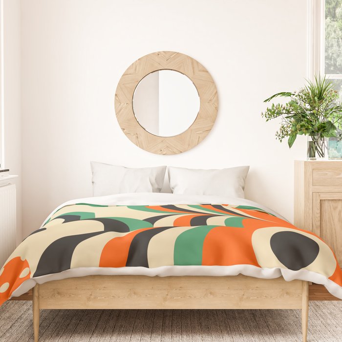 Happy Orange Green Geometric Garden Duvet Cover Gallery Image 3