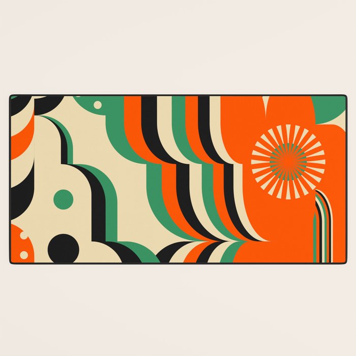 Happy Orange Green Geometric Garden Desk Mat Gallery Image 3