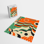 Happy Orange Green Geometric Garden Jigsaw Puzzle Gallery Image 2
