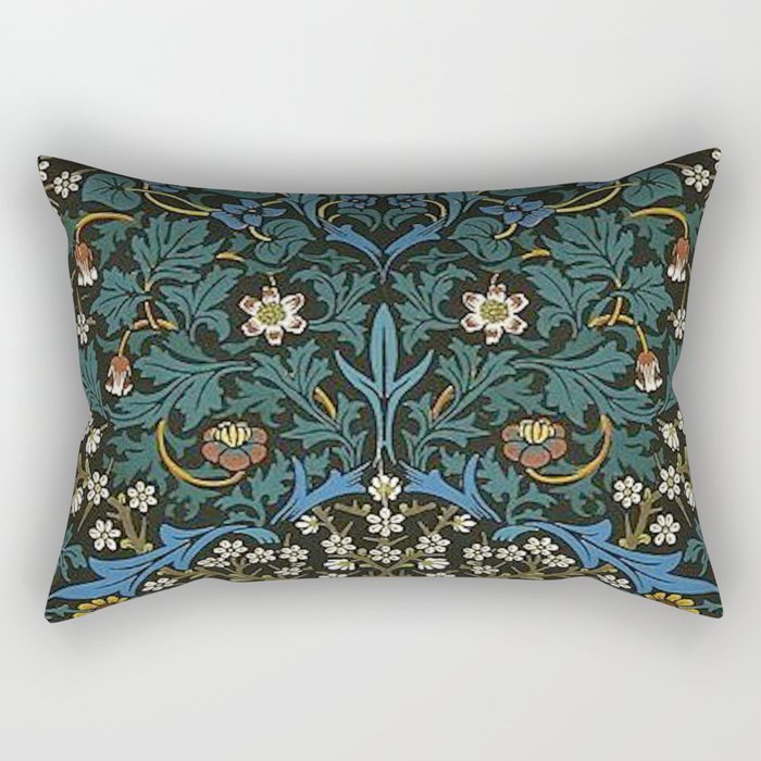 William Morris Vintage Blackthorn Green Blue 1892 Rectangular Pillow Gallery Image 2