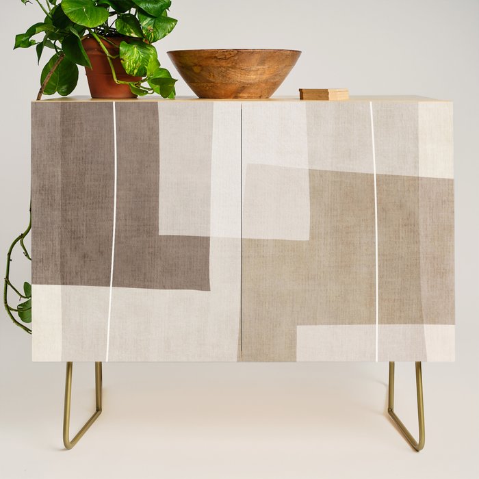 Neutral Minimalist Beige Tones Abstract Artwork Credenza Gallery Image 1