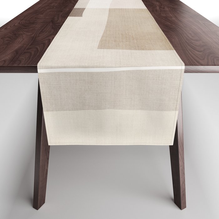 Neutral Minimalist Beige Tones Abstract Artwork Table Runner Gallery Image 1