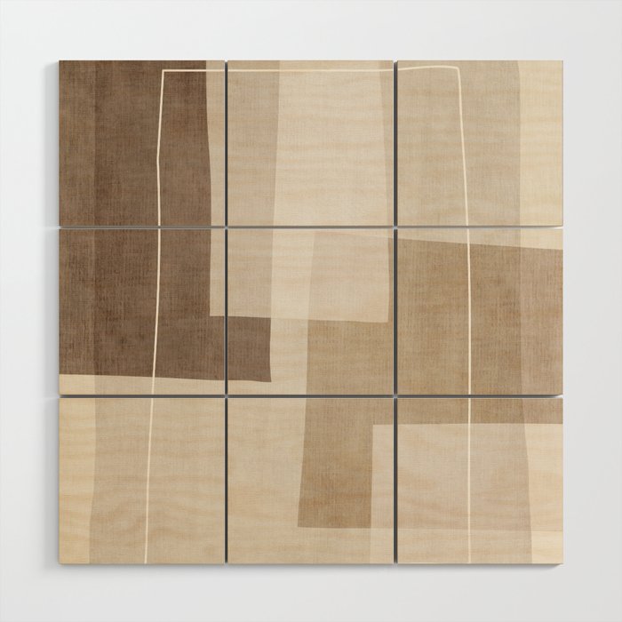 Neutral Minimalist Beige Tones Abstract Artwork Wood Wall Art Gallery Image 1