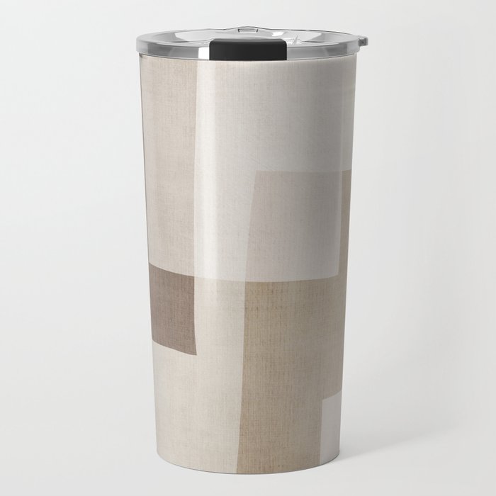 Neutral Minimalist Beige Tones Abstract Artwork Travel Mug Gallery Image 1