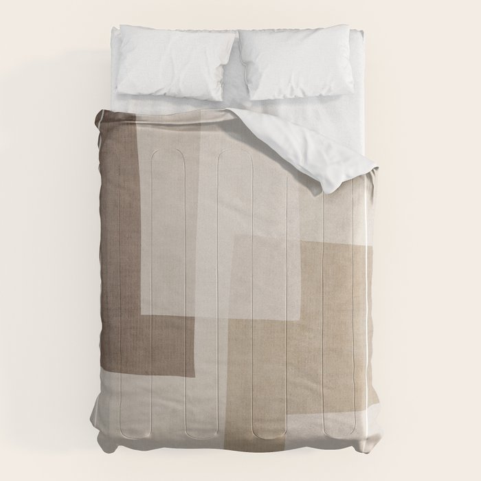 Neutral Minimalist Beige Tones Abstract Artwork Comforter Gallery Image 6