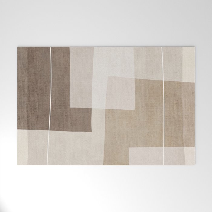 Neutral Minimalist Beige Tones Abstract Artwork Welcome Mat Gallery Image 1