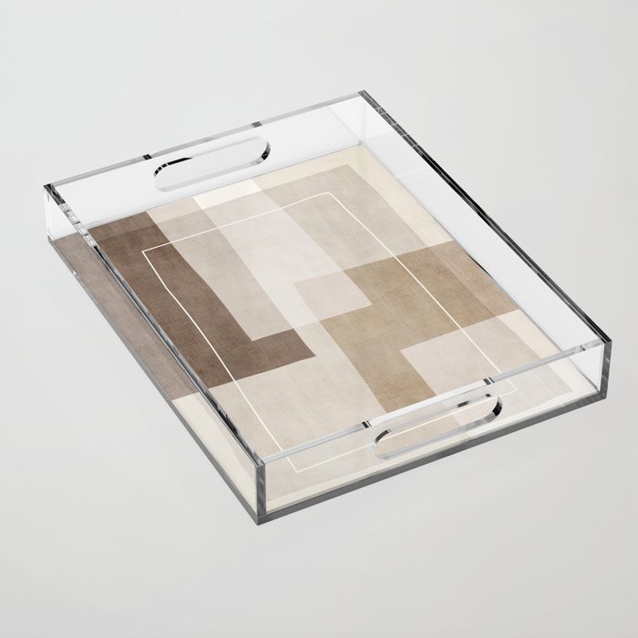 Neutral Minimalist Beige Tones Abstract Artwork Acrylic Tray Gallery Image 1