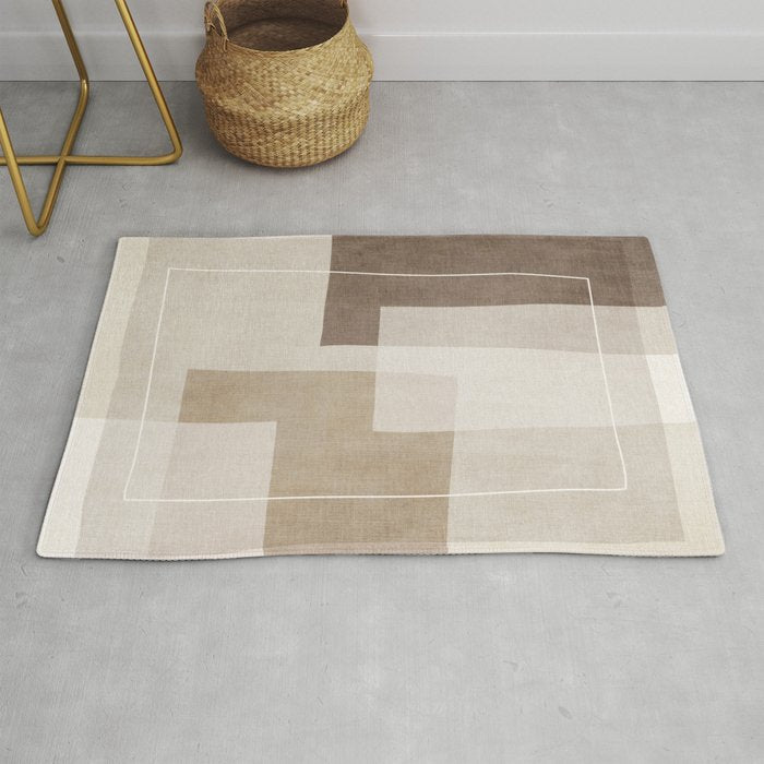 Neutral Minimalist Beige Tones Abstract Artwork Rug Gallery Image 1