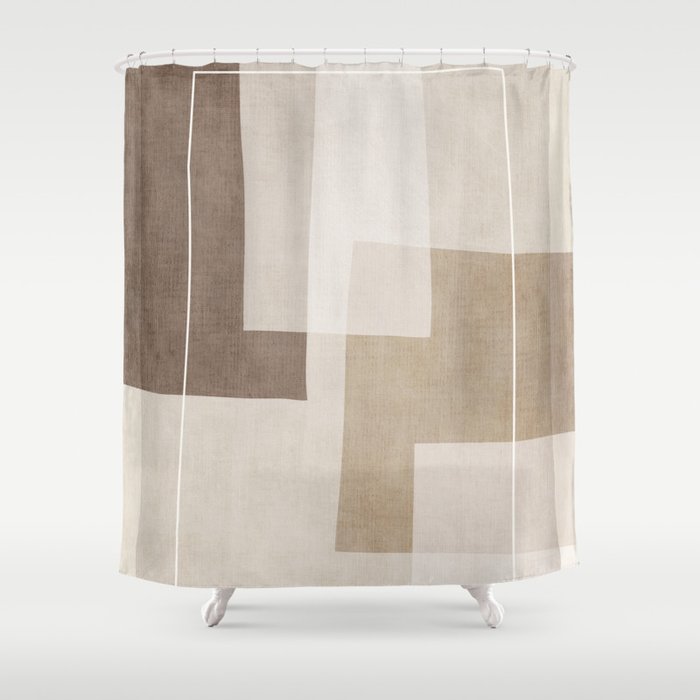 Neutral Minimalist Beige Tones Abstract Artwork Shower Curtain Gallery Image 1