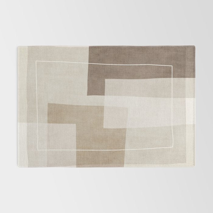 Neutral Minimalist Beige Tones Abstract Artwork Rug Gallery Image 2