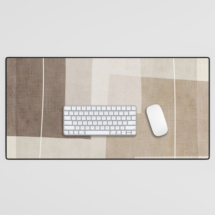 Neutral Minimalist Beige Tones Abstract Artwork Desk Mat Gallery Image 1