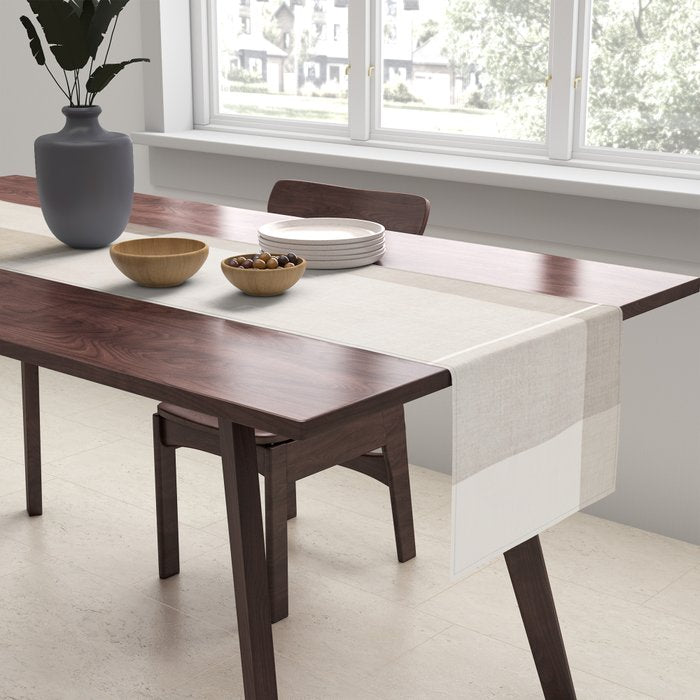 Neutral Minimalist Beige Tones Abstract Artwork Table Runner Gallery Image 2
