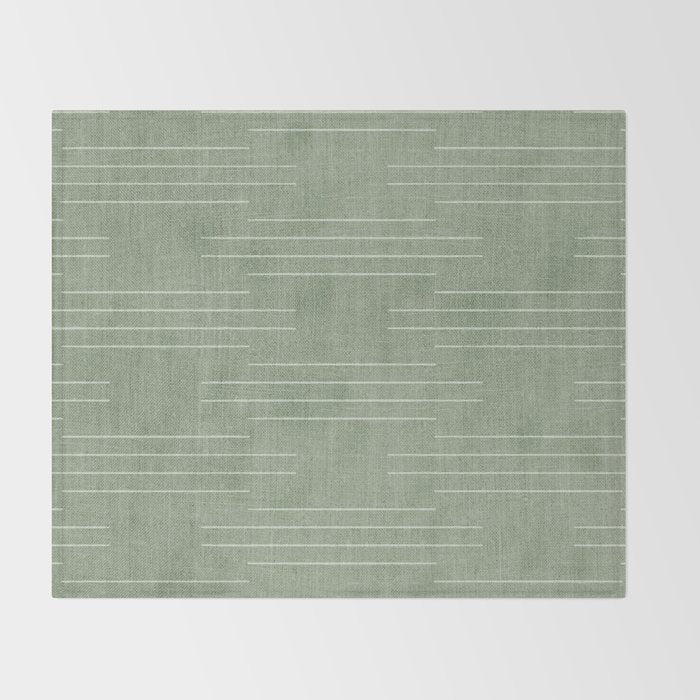 Minimalist, Boho, Line Art in Sage Green Throw Blanket Gallery Image 2