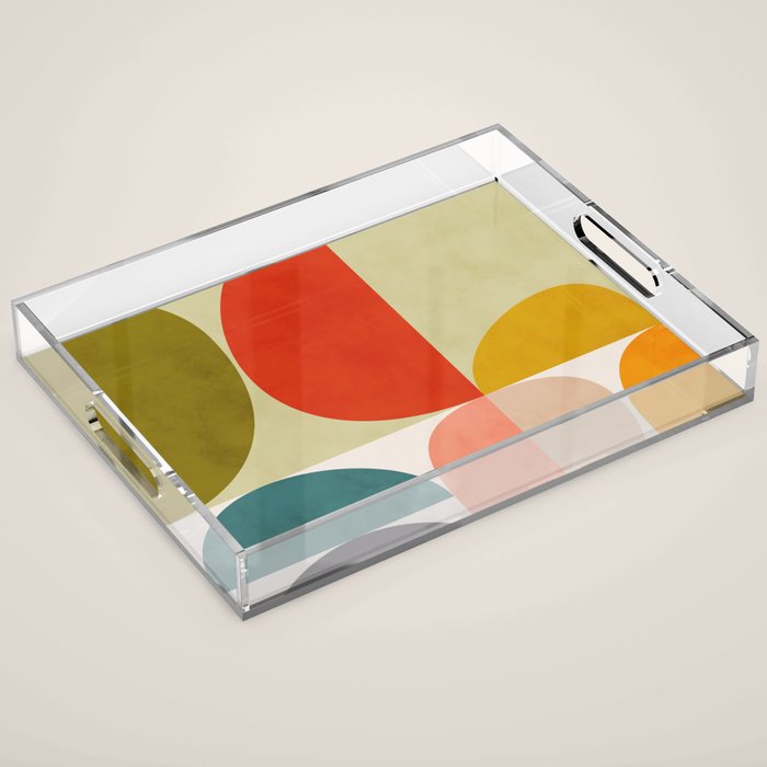 shapes of mid century geometry art Acrylic Tray Gallery Image 1