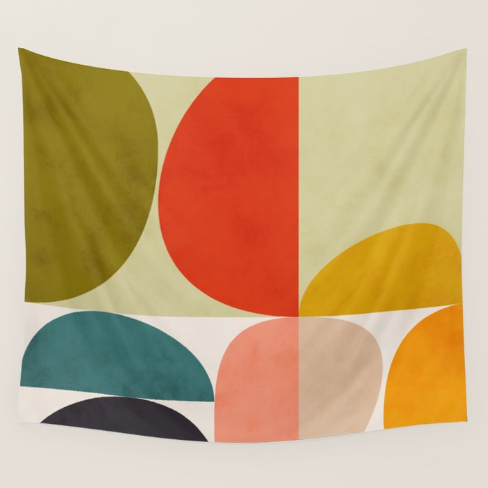 shapes of mid century geometry art Wall Tapestry Gallery Image 4