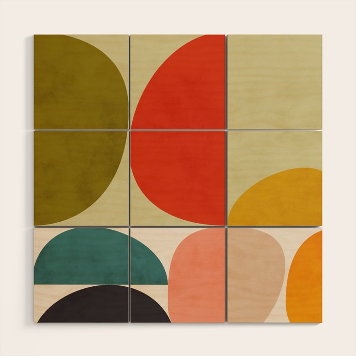 shapes of mid century geometry art Wood Wall Art Gallery Image 1