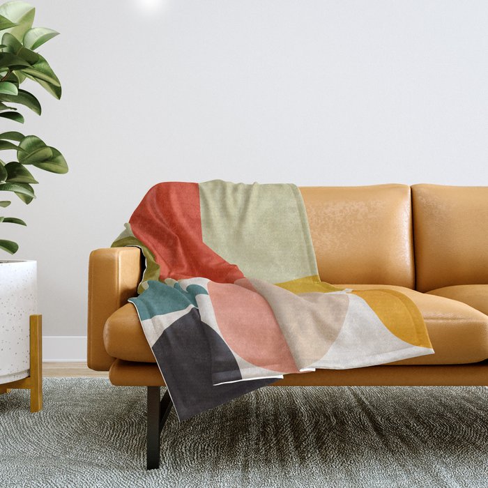 shapes of mid century geometry art Throw Blanket Gallery Image 1